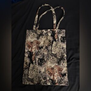 Vintage Tapestry style Cat Print Tote Bag in EUC